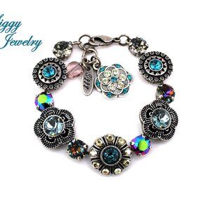 Swarovski Crystal Flower Bracelet, Aqua, Volcano
